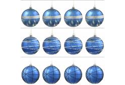 Набор новогодних шаров Синее вдохновение, 8 см, 12 штук