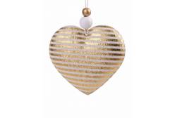 Новогоднее подвесное украшение Золотое сердце в полоску, арт. 81486