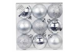 Набор ёлочных шаров, 6 см, серебро, 9 штук