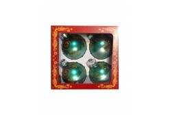 Набор новогодних подвесных елочных украшений из стекла Шар, зеленый, 6 см, 4 штуки, арт. 34502