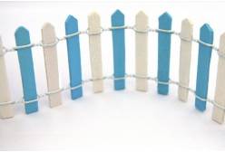 Кукольная миниатюра Забор деревянный, цвет: белый-голубой, 5х88 см, арт. 23761