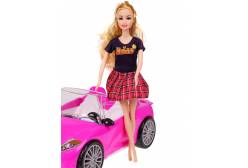 Инерционная машинка Розовый кабриолет с куклой, 30x15,5x13 см
