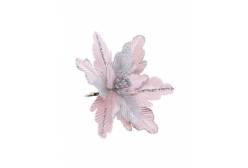 Новогоднее ёлочное украшение Серебряно-розовый цветок, 21x21x18,5 см, арт. 87448