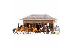 Игрушки фигурки в наборе серии На ферме (ферма игрушка, 23 фигурки домашних животных (лошади, козы, ослик), фермеров и инвентаря)