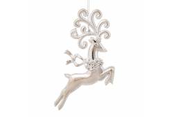 Новогоднее подвесное елочное украшение Косуля серебряная, 12x10,8x1,5 см, арт. 86711